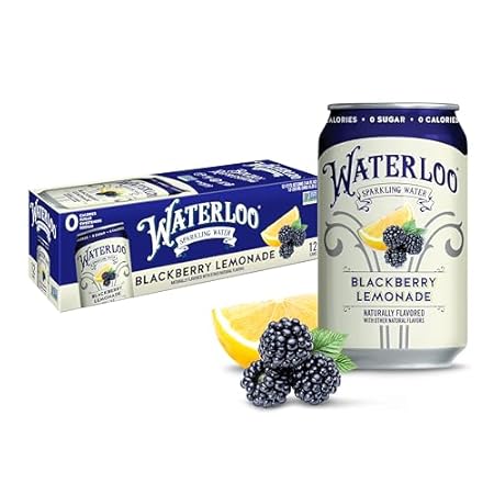 Waterloo Sparkling Water, Blackberry Lemonade Naturally Flavored, 12 Fl Oz Cans (Pack of 12) – Zero Calories and Zero Sugar or Sweeteners
