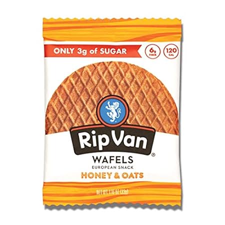 Rip Van Wafels Honey & Oats Stroopwafels - Healthy Snacks - Non GMO Snack - Keto Friendly - Office Snacks - Low Sugar (3g) - Low Calorie Snack - 48 Count (Pack of 1)