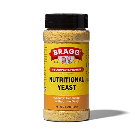 Bragg Nutritional Yeast Seasoning - 4.5 oz - Dairy-Free Parmesan Cheese Substitute - Perfect for Salads, Pastas, Vegetables, and More