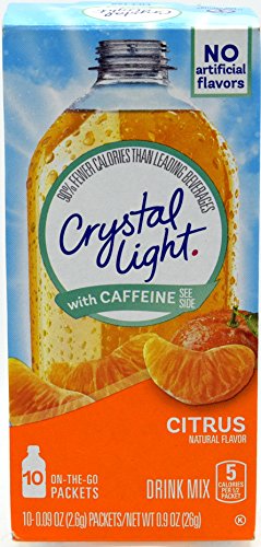 Crystal Light On The Go Citrus With Caffeine Drink Mix, 10-Packet Box (Pack of 26)