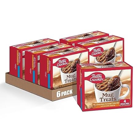 Betty Crocker Mug Treats Chocolate Caramel Cake Mix with Caramel Topping, 4 Servings, 12.5 oz. (Pack of 6)