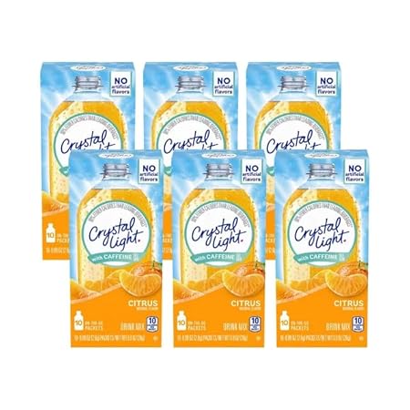 Crystal Light On The Go Splash, Citrus with Caffeine, 0.9-Ounce (Pack of 6)