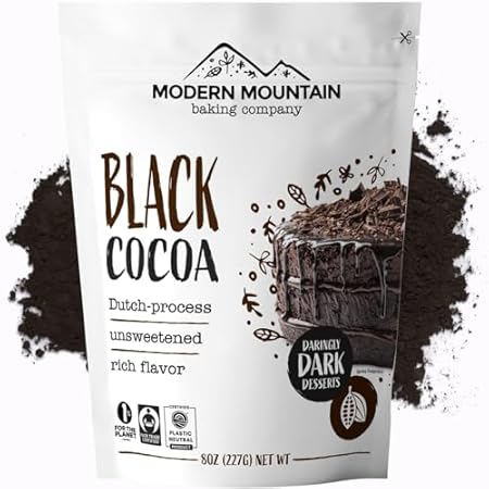 Black Cocoa Powder (8 oz) Bake the Darkest Chocolate Baked Goods, Achieve Rich Chocolate Flavor, Natural Substitute for Black Food Coloring, Dutch-Processed Cocoa Powder, Unsweetened, Extra Dark, Fair Trade Certified