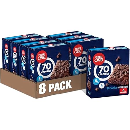 Fiber One 70 Calorie Brownies, Chocolate Fudge Snack Bars, 6 Ct, 5.34 oz (Pack of 8)