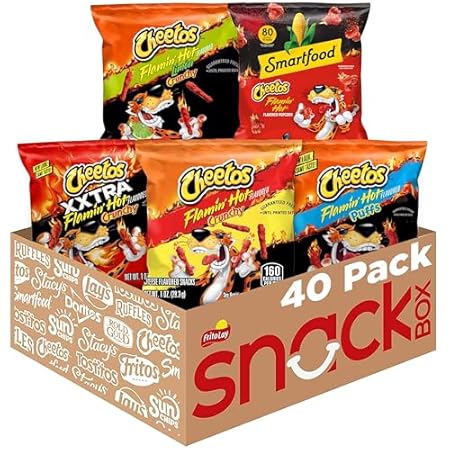 Cheetos Cheese Flavored Snacks, Flamin' Hot Mix Variety Pack, (Pack of 40)