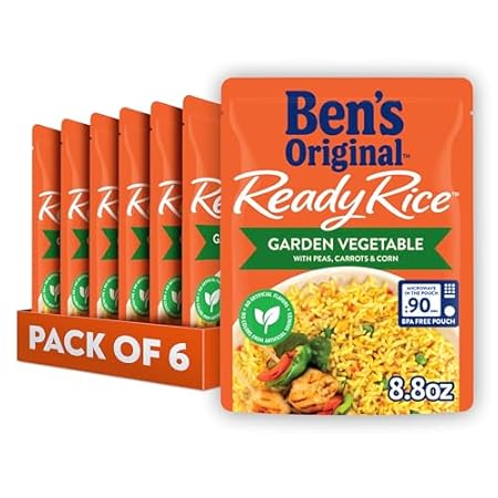 BEN'S ORIGINAL Ready Rice Garden Vegetable Flavored Rice, Easy Dinner Side, 8.8 oz Pouch (Pack of 6)