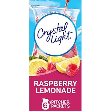 Crystal Light Raspberry Lemonade Artificially Flavored Powdered Drink Mix, 72 ct Pack, 12 Canisters of 6 Pitcher Packets