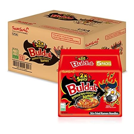 Samyang 2X Buldak (Korean) Hot Spicy Chicken Stir Fried Ramen 4.94 oz (Pack of 40)