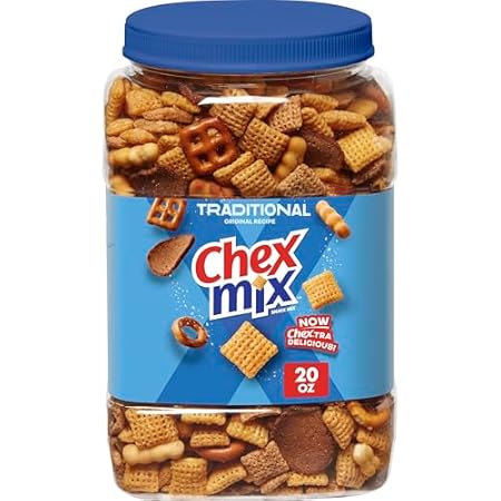 Chex Mix Traditional Original Recipe Snack Mix, Snacks, Tub, 20 oz