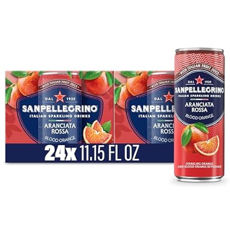 Sanpellegrino Italian Sparkling Drink Aranciata Rossa, Sparkling Orange And Blood Orange Beverage, 24 Pack Of Cans