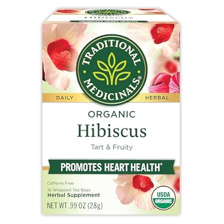 Traditional Medicinals Tea, Organic Hibiscus, Supports Your Cardiovascular System, 16 Tea Bags