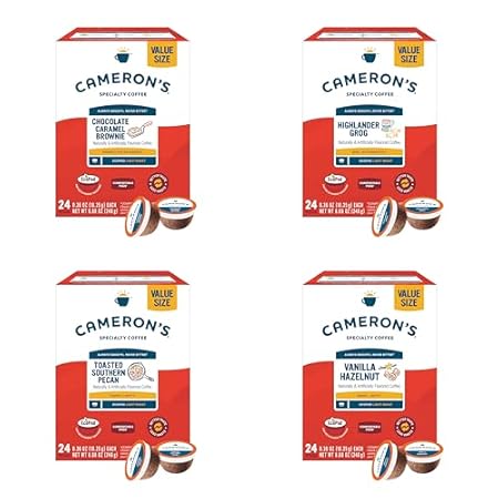 Cameron's Coffee Single Serve Pods, Vanilla Hazelnut, Highlander Grog, Chocolate Caramel Brownie, Toasted Southern Pecan, Variety Pack, 96 Count…
