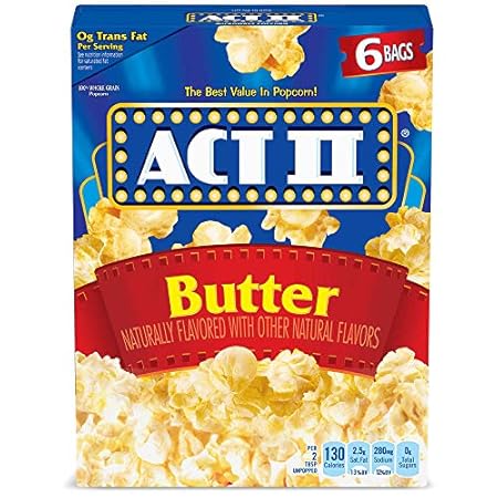 ACT II Butter Microwave Popcorn, 6-Count 2.75-oz. Bags (Pack of 6)