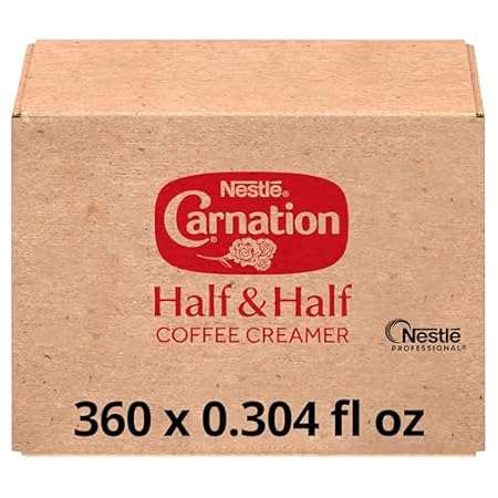 Nestle Carnation Coffee Creamer Half and Half, Made with Real Dairy, 0.304 fl oz Tubs (Pack of 360)