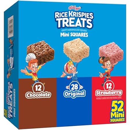 Rice Krispies Treats Mini Crispy Marshmallow Squares, Kids Snacks, Lunch Snacks, Variety Pack, 20.1oz Box (52 Bars)