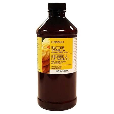 LorAnn Oils Butter Vanilla Bakery Emulsion: True Essence, Ideal for Boosting Fruit Tones in Cakes, Cookies & Desserts, Gluten-Free, Keto-Friendly, Extract Substitute Essential for Your Kitchen, 16 Oz