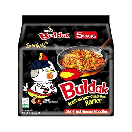 Samyang Buldak Spicy Ramen, Hot Chicken Ramen, Korean Stir-Fried Instant Noodle, Original, 1 Bag with 5 Pack