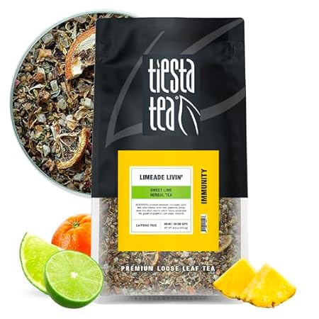 Tiesta Tea - Limeade Livin, Loose Leaf, Sweet Lime Herbal Tea, Premium Non-Caffeinated Blend, Make Hot or Iced, Brews Up to 200 Cups, 16 oz Resealable Bulk Pouch