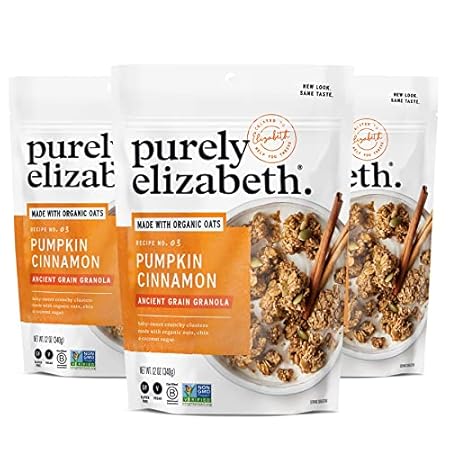 Purely Elizabeth, Pumpkin Cinnamon, Ancient Grain Granola, Gluten-Free, Non-GMO, 12 Ounce (Pack of 3)