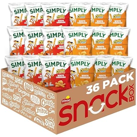 Simply, Cheetos White Cheddar Puffs & Crunchy Variety Pack, 0.875 Ounce (Pack of 36)