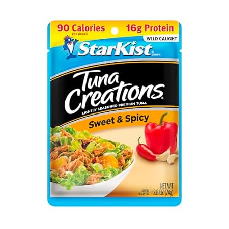 StarKist Tuna Creations Sweet and Spicy, 2.6 oz Pouch (1 Pack) Ready to Eat Wild Caught Tuna, 16g Protein, 90 Calories Per Serving, Gluten Free, Soy Free, Kosher, Perfect for Salads, Meals and Snacks