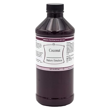 LorAnn Oils Coconut Bakery Emulsion: True Essence, Ideal for Boosting Fruit Tones in Cakes, Cookies & Desserts, Gluten-Free, Keto-Friendly, Extract Substitute Essential for Your Kitchen, 16 Oz