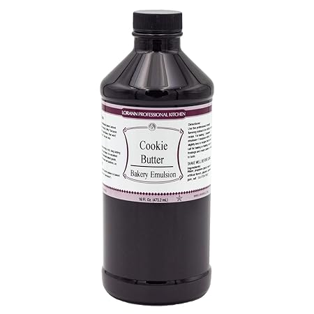 LorAnn Oils Cookie Butter Bakery Emulsion: True Essence, Ideal for Boosting Fruit Tones in Cakes, Cookies & Desserts, Gluten-Free, Keto-Friendly, Extract Substitute Essential for Your Kitchen, 16 Oz
