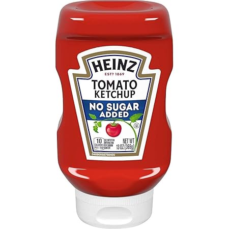 Heinz Tomato Ketchup, No Sugar Added, 13 Ounces (Pack of 2)
