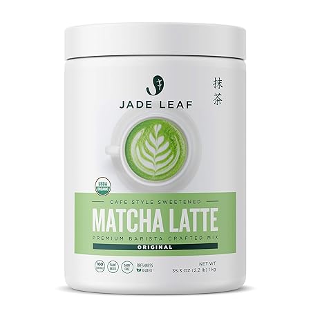 Jade Leaf Matcha Organic Cafe Style Sweetened Matcha Latte Green Tea Powder, Premium Barista Crafted Mix - Authentically Japanese, 100 Servings (2.2 Pound Bulk Tub)