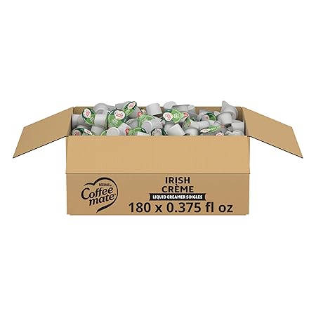 Nestle Coffee mate Coffee Creamer, Irish Creme, Concentrated Liquid Creamer Singles, Non Dairy, No Refrigeration, 0.375 fl oz Tubs (Pack of 180)