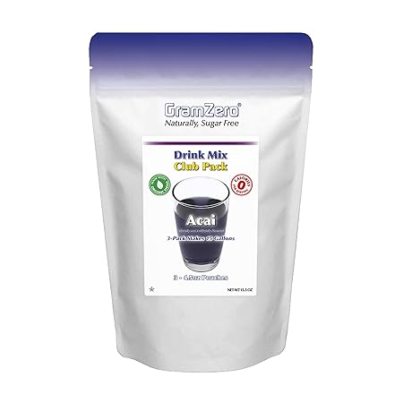 GramZero Acai Zero Calorie Sugar Free Drink Mix, Great For Nutrition Club Loaded Tea, Stevia Sweetened