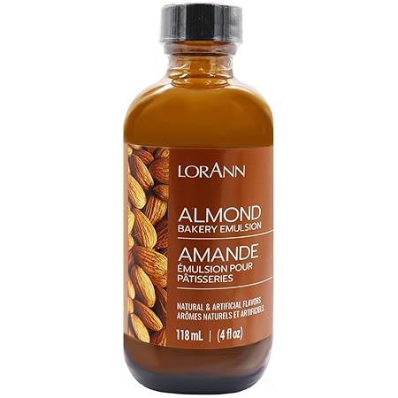 LorAnn Oils Almond Bakery Emulsion: True Essence, Ideal for Boosting Fruit Tones in Cakes, Cookies & Desserts, Gluten-Free, Keto-Friendly, Extract Substitute Essential for Your Kitchen, 4 Oz