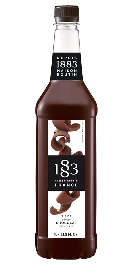 1883 Coffee Syrup, Chocolate Syrup for Drinks, Made in France, 1 Liter Plastic Bottle