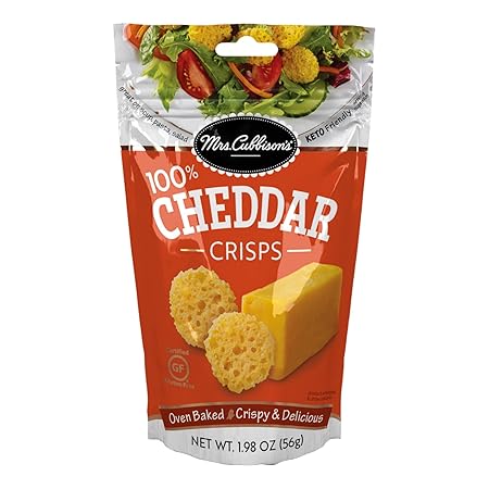 Mrs. Cubbison's Cheese Crisps - 100% Real Cheese, Keto Friendly, Great for Snacking and Salad Topper - Cheddar Flavor, 1.98 Ounce (Pack of 1)