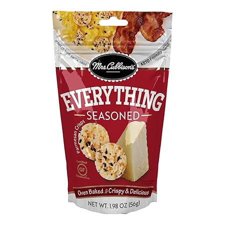 Mrs. Cubbison's Cheese Crisps| Everything Seasoned | 1.98 Ounce, Pack of 9 | 100% Real Cheese | Keto Friendly | Great for Snacking and Salad Topper