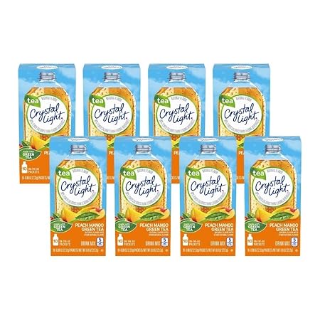 Crystal Light On The Go Peach Mango Green Tea Drink Mix, 10-Packet Box (Pack of 8)