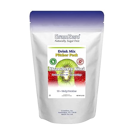 GramZero Strawberry Kiwi, Sugar Free Drink Mix, Pitcher Pack, Great For Nutrition Club Loaded Tea, Zero Calorie, Stevia Sweetened