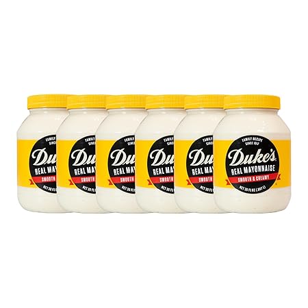 Duke’s Real Mayonnaise Jar – Original Smooth & Creamy Taste, 30 Ounce (Pack of 6)