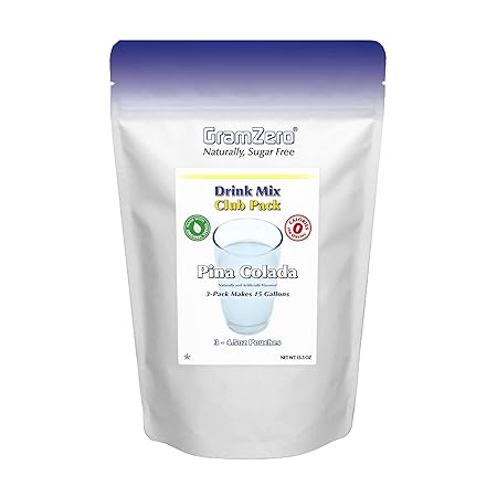 GramZero Pina Colada Zero Calorie Sugar Free Drink Mix, Great For Nutrition Club Loaded Teas, Stevia Sweetened