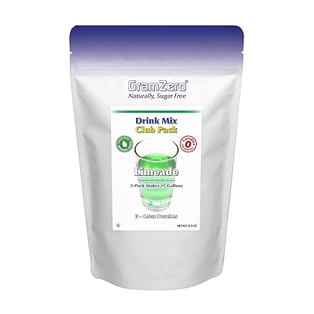 GramZero All Natural Limeade Zero Calorie Sugar Free Drink Mix, Great For Nutrition Club Loaded Tea, Stevia Sweetened