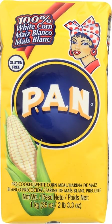 P.A.N. White Corn Meal – Pre-cooked Gluten Free and Kosher Flour for Arepas (2.2 lb/Pack of 6)