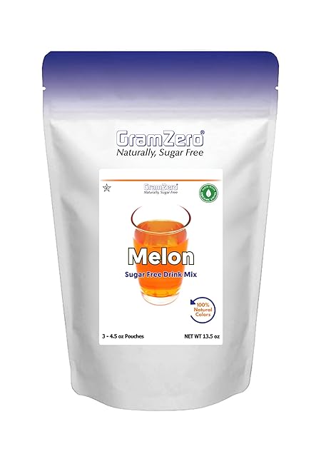 GramZero Melon Zero Calorie Sugar Free Drink Mix, Great For Nutrition Club Loaded Tea, Stevia Sweetened