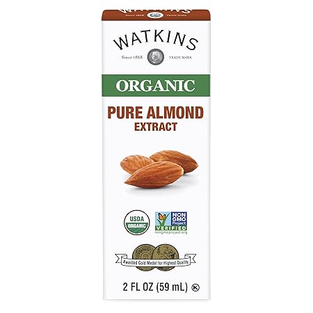 Watkins Organic Almond Extract, No Artificial Colors or Flavors, Kosher, USDA Certified Organic, Gluten Free & Non-GMO, 2 Fluid Ounce (Pack of 12)