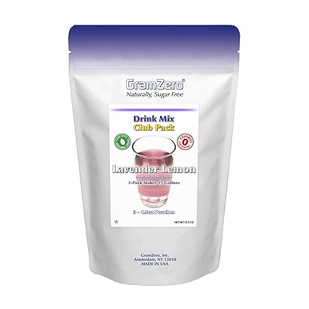 GramZero Lavender Lemon Zero Calorie Sugar Free Drink Mix, Great For Nutrition Club Loaded Tea, Stevia Sweetened