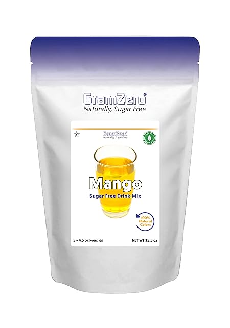 GramZero Mango Zero Calorie Sugar Free Drink Mix, Great For Nutrition Club Loaded Tea, Stevia Sweetened
