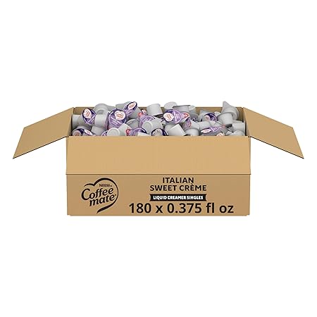 Nestle Coffee mate Coffee Creamer, Italian Sweet Creme, Liquid Creamer Singles, Non Dairy, No Refrigeration, 0.375 fl oz Tubs (Pack of 180)