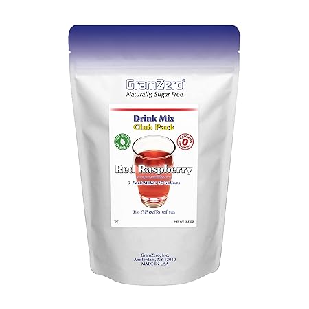 GramZero Red Raspberry Zero Calorie Sugar Free Drink Mix, Great For Nutrition Club Loaded Tea, Stevia Sweetened