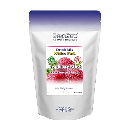 GramZero Raspberry Blush, Sugar Free Drink Mix, Pitcher Pack, Great For Nutrition Club Loaded Tea, Zero Calorie, Stevia Sweetened