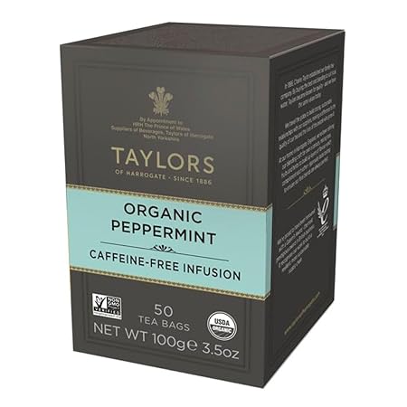 Taylors of Harrogate Organic Peppermint Herbal Tea, 50 Count (Pack of 6)
