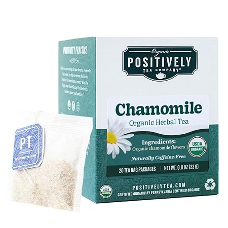 Organic Positively Tea Company, Chamomile Herbal Tea Bags, 20 Count